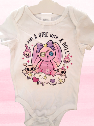 Just a Girl with a Doll Baby Bodysuit
