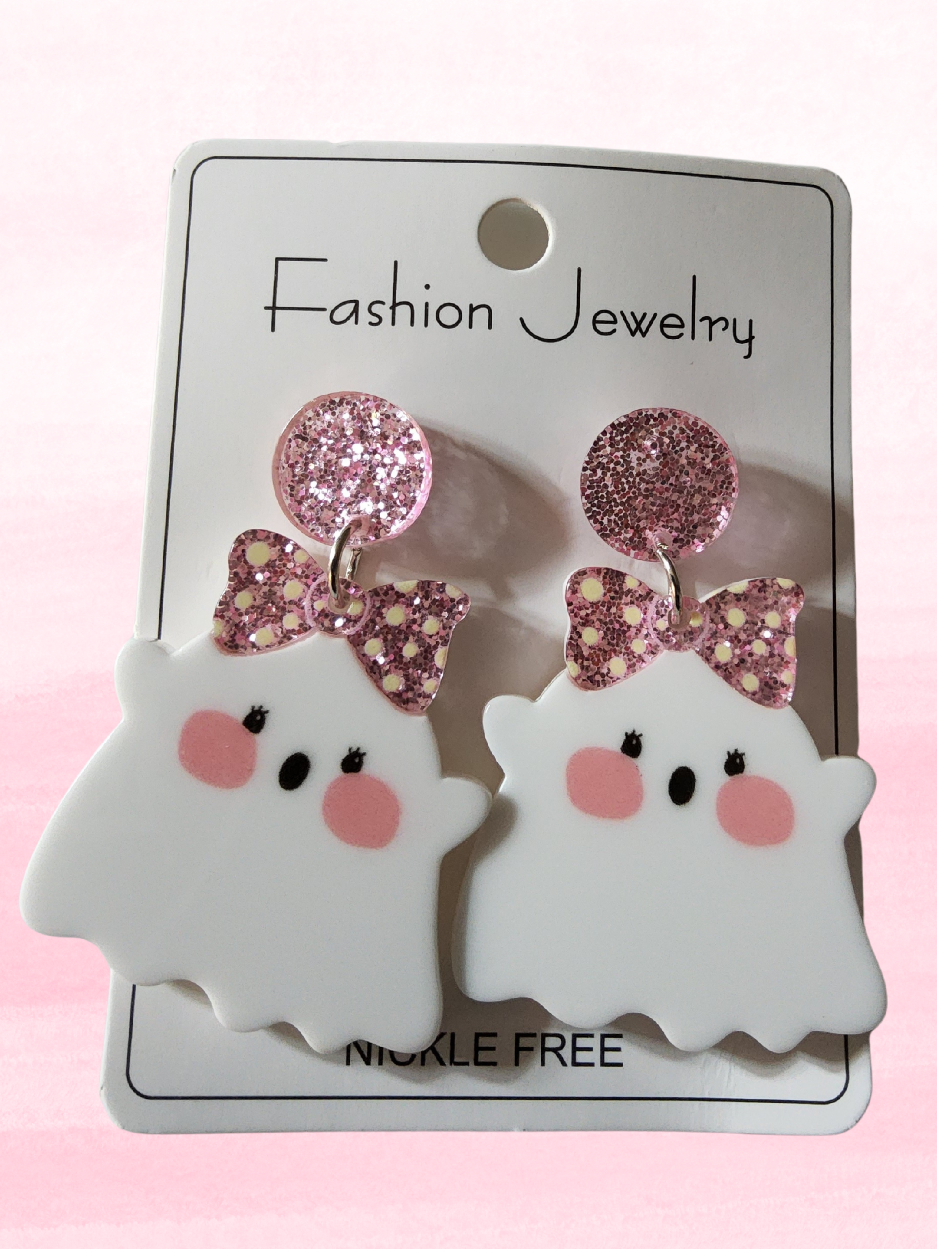 Cute and Girly Ghost Earrings – Halloween Kawaii Dangle Earrings for Women